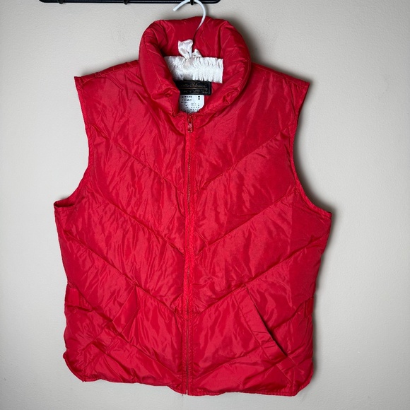 Vintage Eddie Bauer Goose Down Puffer Vest Womens Medium Red 80s 90s Winter Coat - Picture 1 of 7